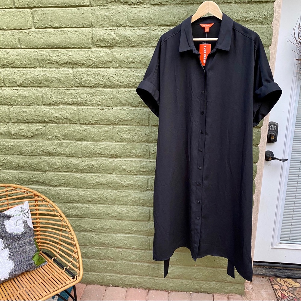 Joe Fresh Black Button Down Dress w/ Tie